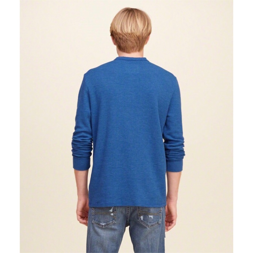Hollister Co. Blue Long Sleeve Waffle Henley Tee - Picture 4 of 8